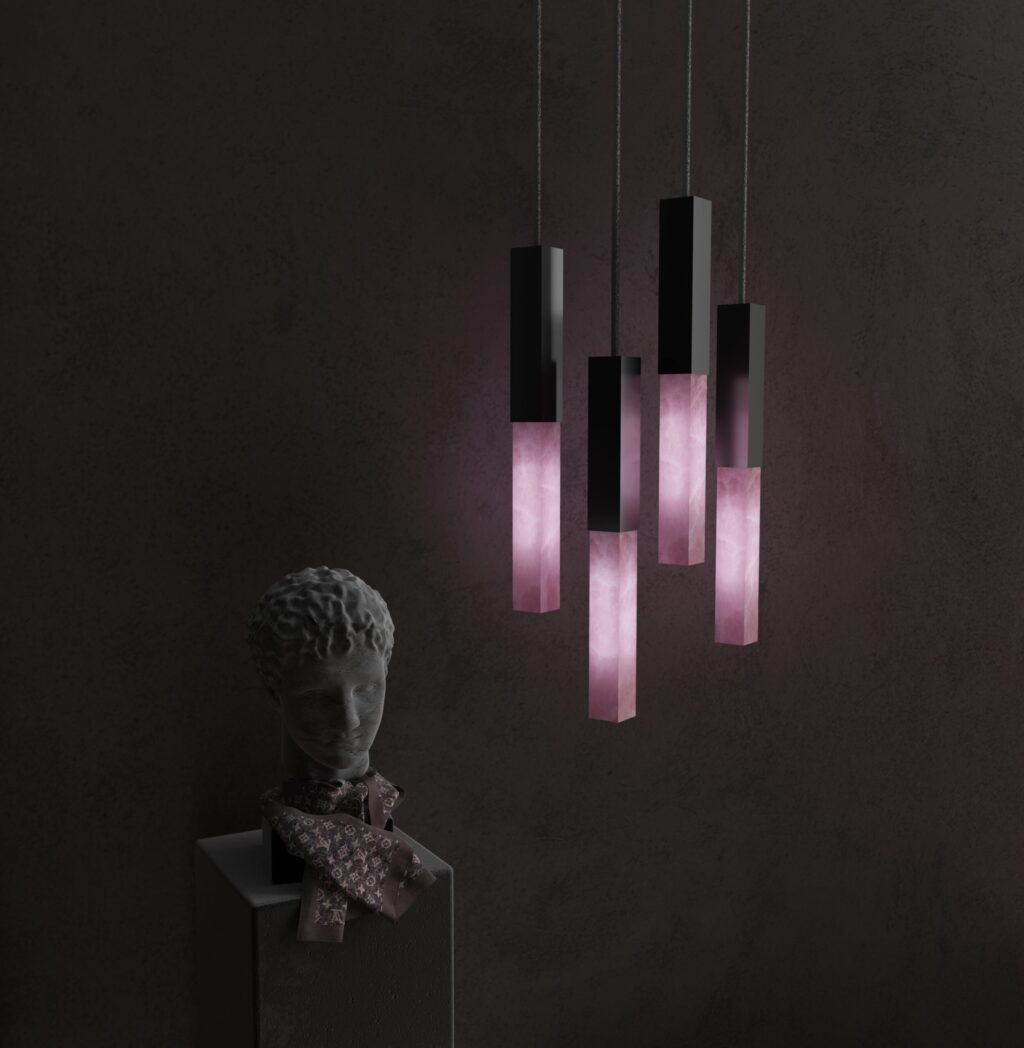 Rain Drops - Dekoratif Aydınlatma, Pembe Onyx mermer, 1. görünüm