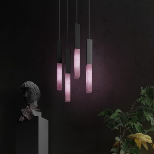 Rain Drops - Dekoratif Aydınlatma, Pembe Onyx mermer, 2. görünüm