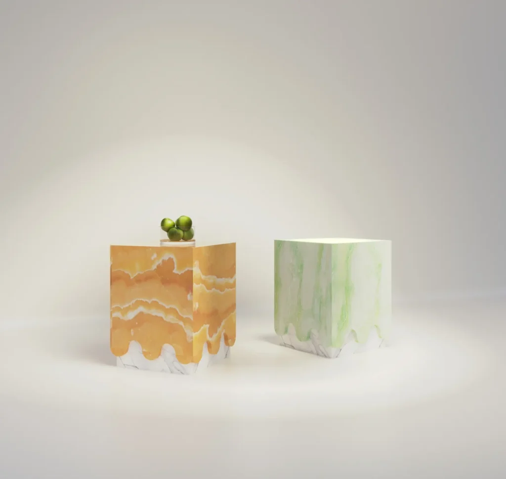 Ice Cream - Mermer Yan Sehpa, Bal Onyx mermer, 1. görünüm